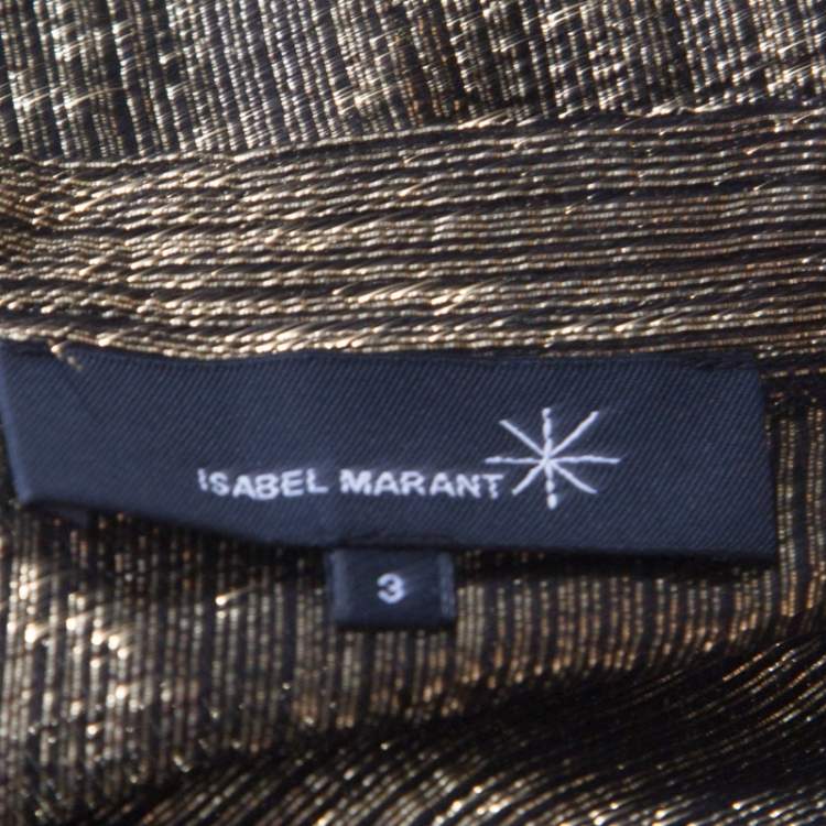 Pre Owned Isabel Marant Black and Gold Lurex Striped Sheer Tunic M