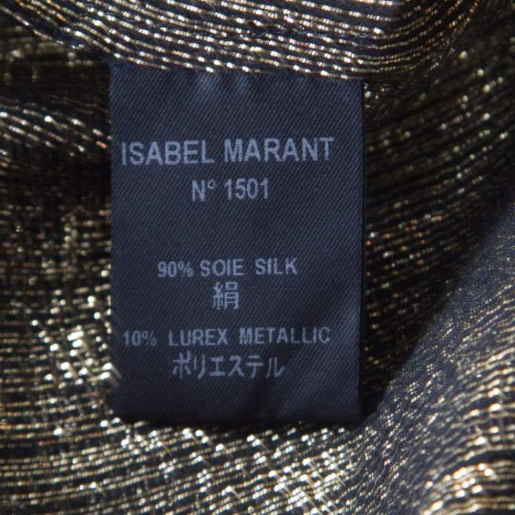Pre Owned Isabel Marant Black and Gold Lurex Striped Sheer Tunic M