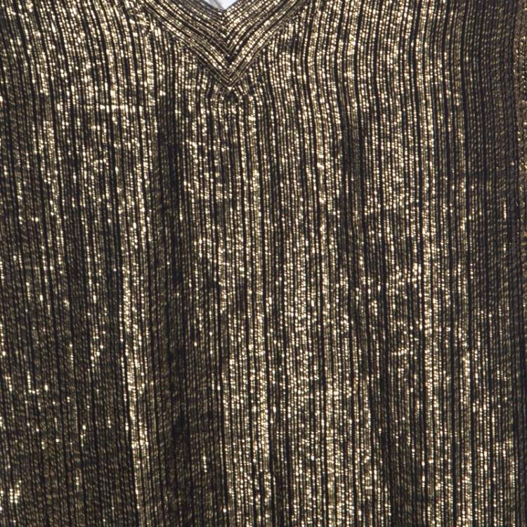 Pre Owned Isabel Marant Black and Gold Lurex Striped Sheer Tunic M