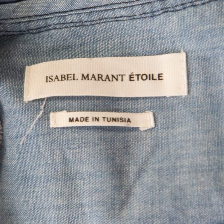 Pre Owned Isabel Marant Etoile Blue Chambray Ruffled Awendy Shirt L