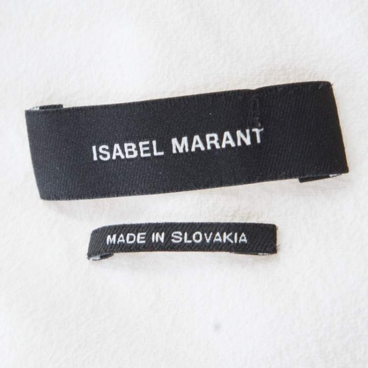 Pre Owned Isabel Marant Off White Floral Patterned Silk Ruffled Tiered One Shoulder Dress S