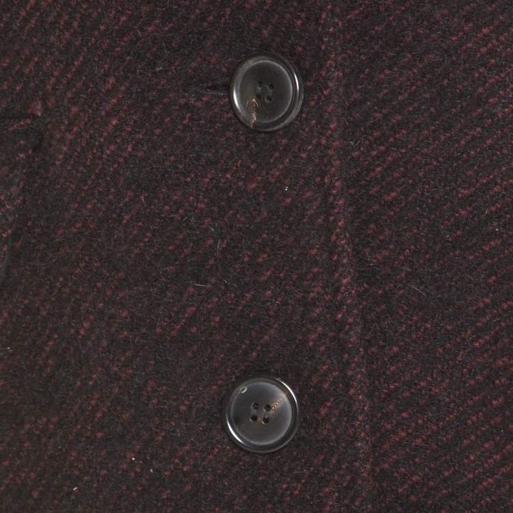 Pre Owned Isabel Marant Etoile Black and Burgundy Wool and Alpaca Textured Coat S