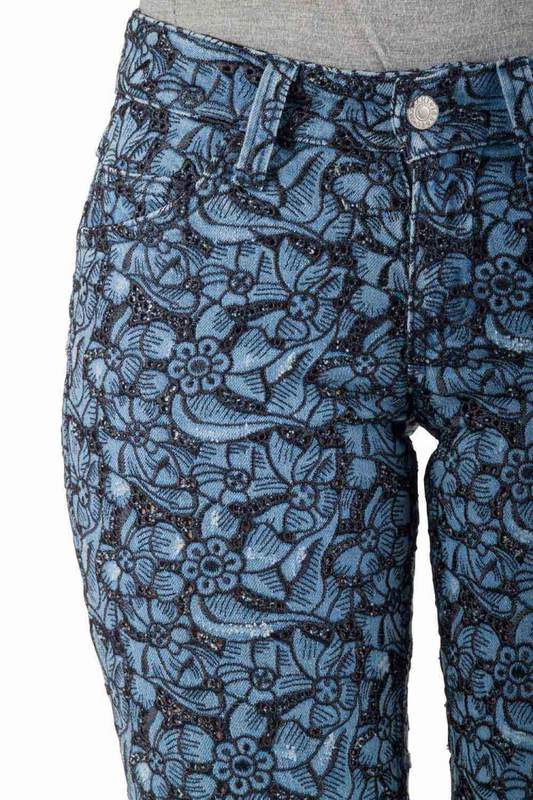 Pre Owned Isabel Marant Etoile Indigo Eyelet Embroidered Distressed Denim Skinny Jeans S