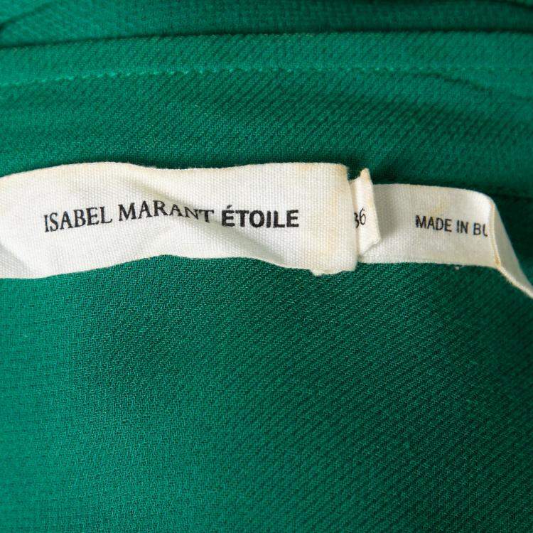 Pre Owned Isabel Marant Etoile Emerald Green Cotton Blend Belted Iban Shirt Dress S