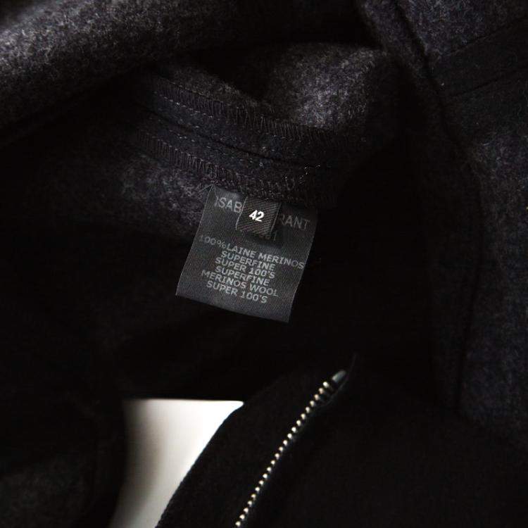 Pre Owned Isabel Marant Dark Grey Wool Ruffled Front Strapless Dress L