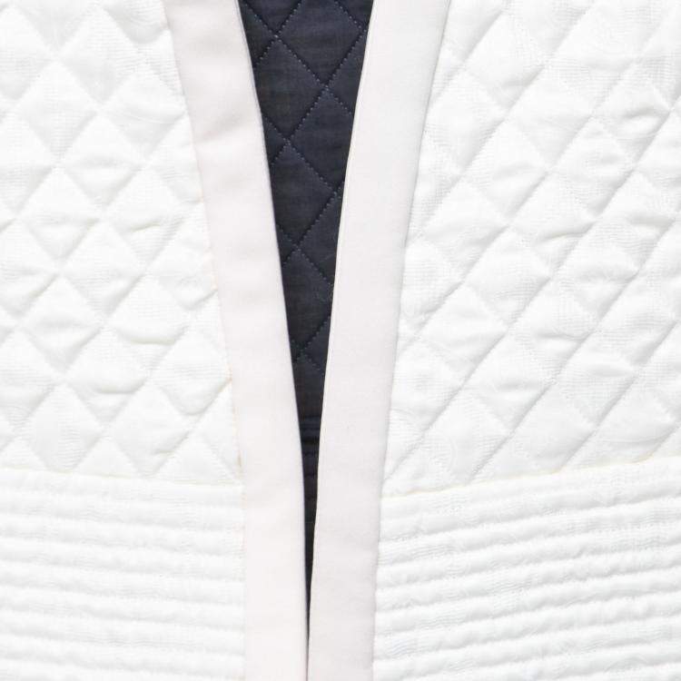 Pre Owned Isabel Marant Cream Jacquard Silk Quilted Structured Jacket S
