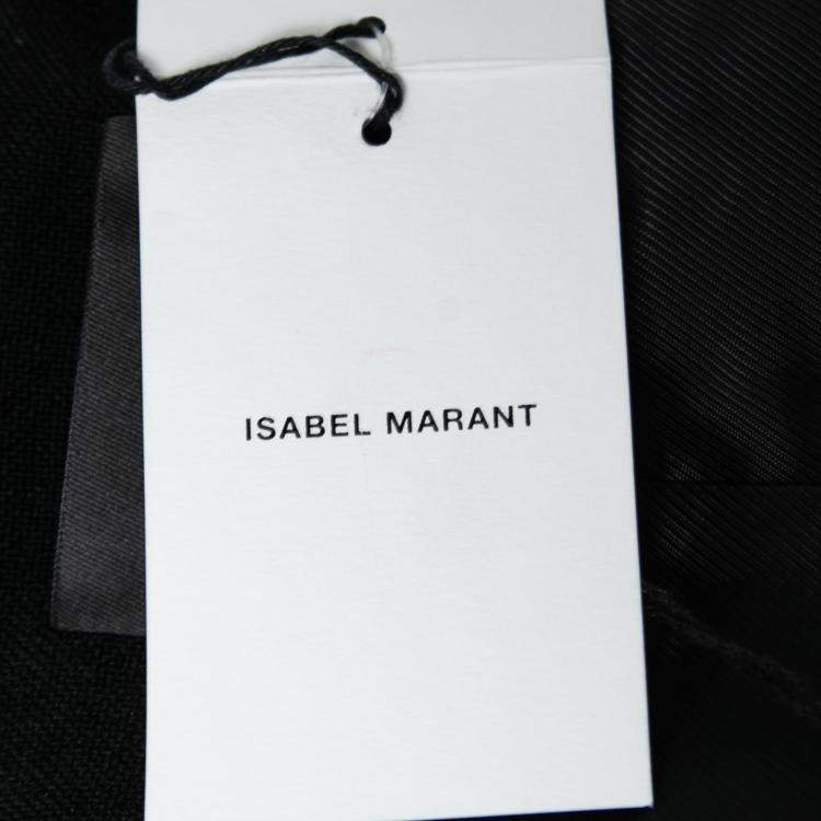 Pre Owned Isabel Marant Black Wool Satin Trim Jamet Cropped Jacket M
