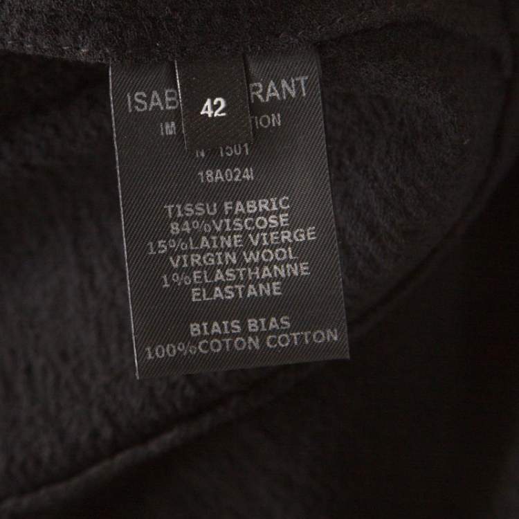 Pre Owned Isabel Marant Black Crepe Power Shoulder Abi Midi Dress L