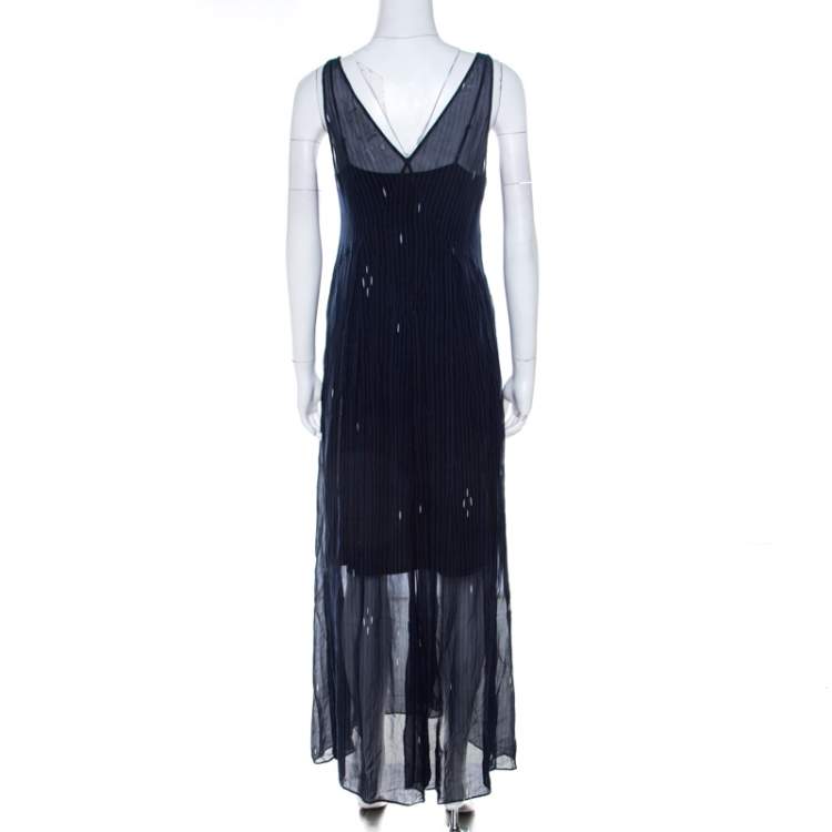Pre Owned Isabel Marant Navy Blue Chiffon  Sleeveless Cassidy Maxi Dress S