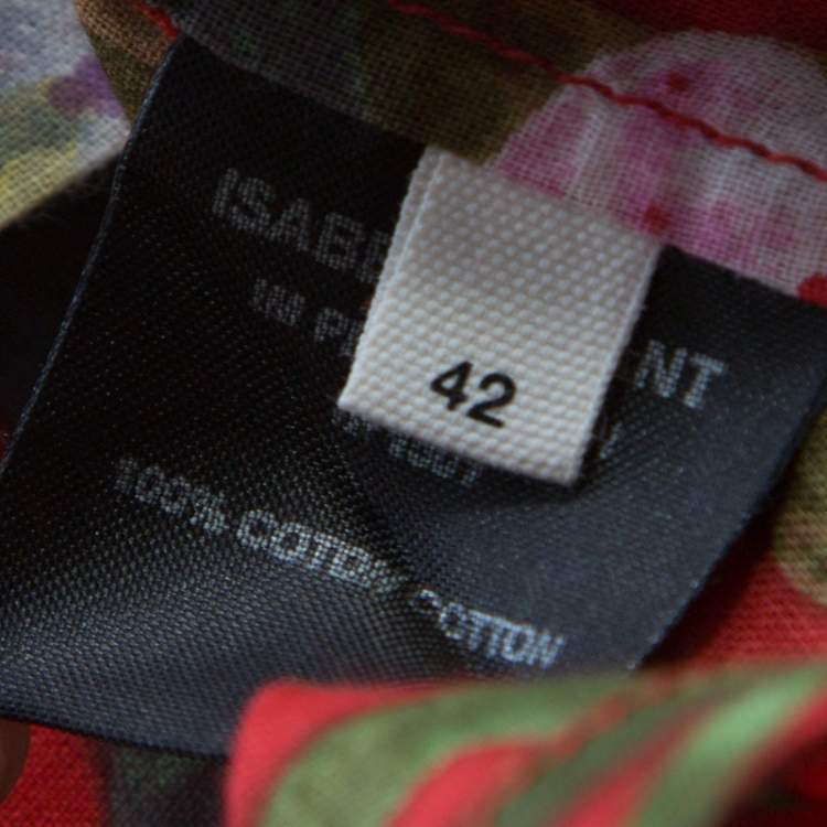 Pre Owned Isabel Marant Etoile Red Floral Print Cotton Voile Maxi Dress S