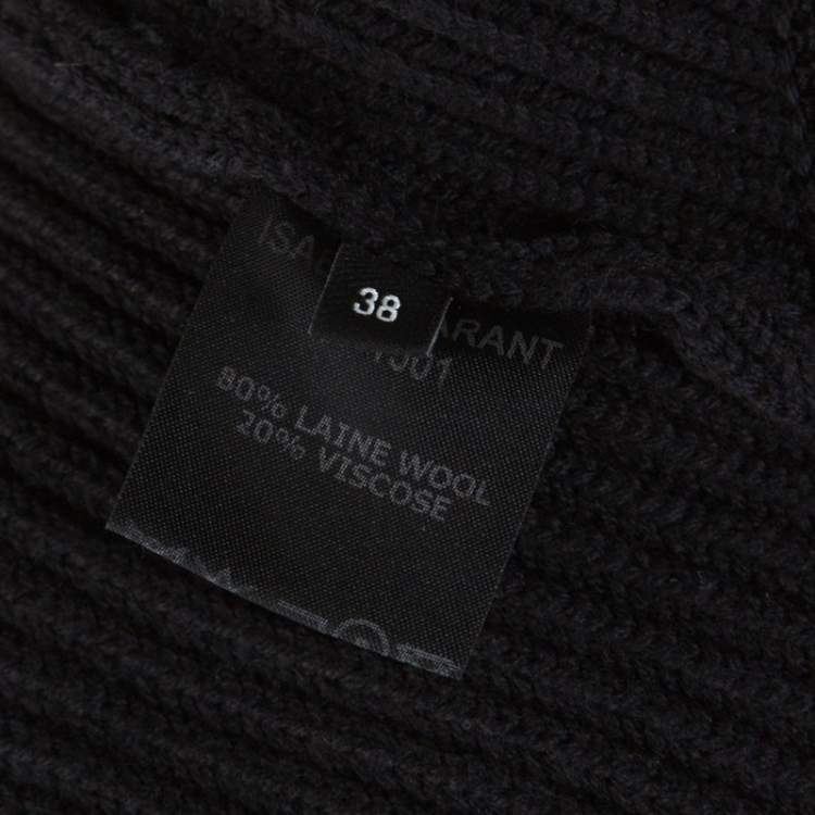 Pre Owned Isabel Marant Dark Grey Wool Blend Cropped Brad Sweater M 