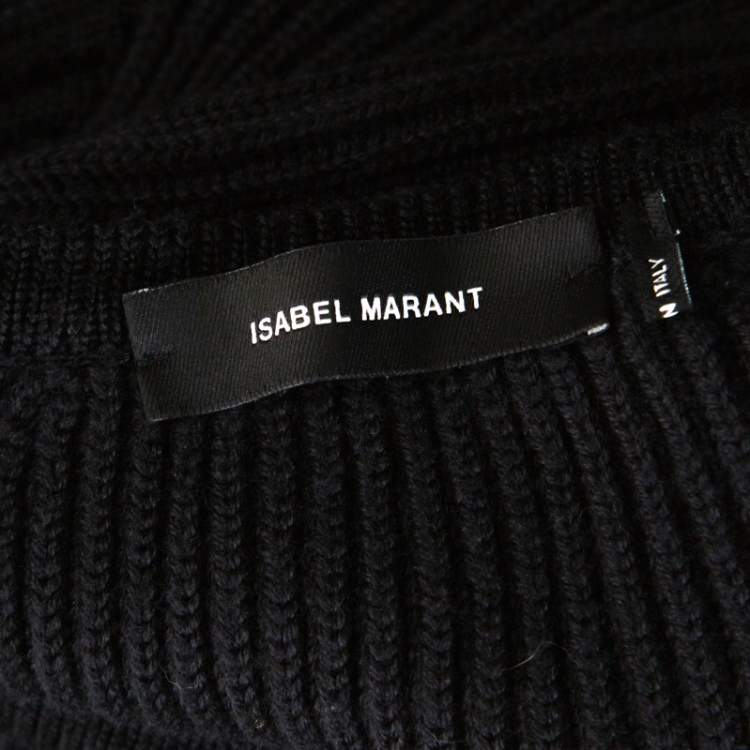 Pre Owned Isabel Marant Dark Grey Wool Blend Cropped Brad Sweater M 
