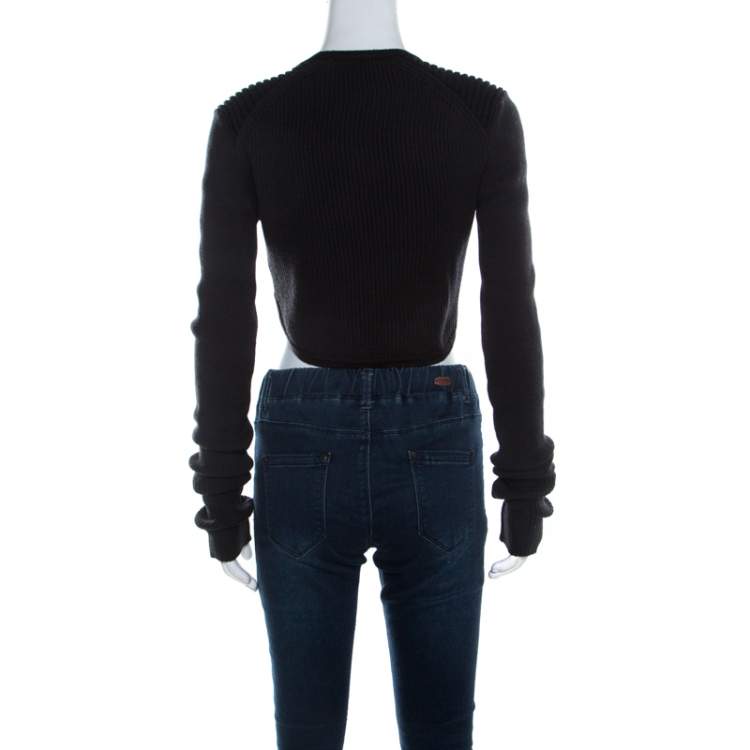 Pre Owned Isabel Marant Dark Grey Wool Blend Cropped Brad Sweater M 