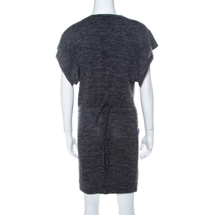Pre Owned Isabel Marant Etoile Dark Grey Jersey Waist Tie Wrap Dress M 