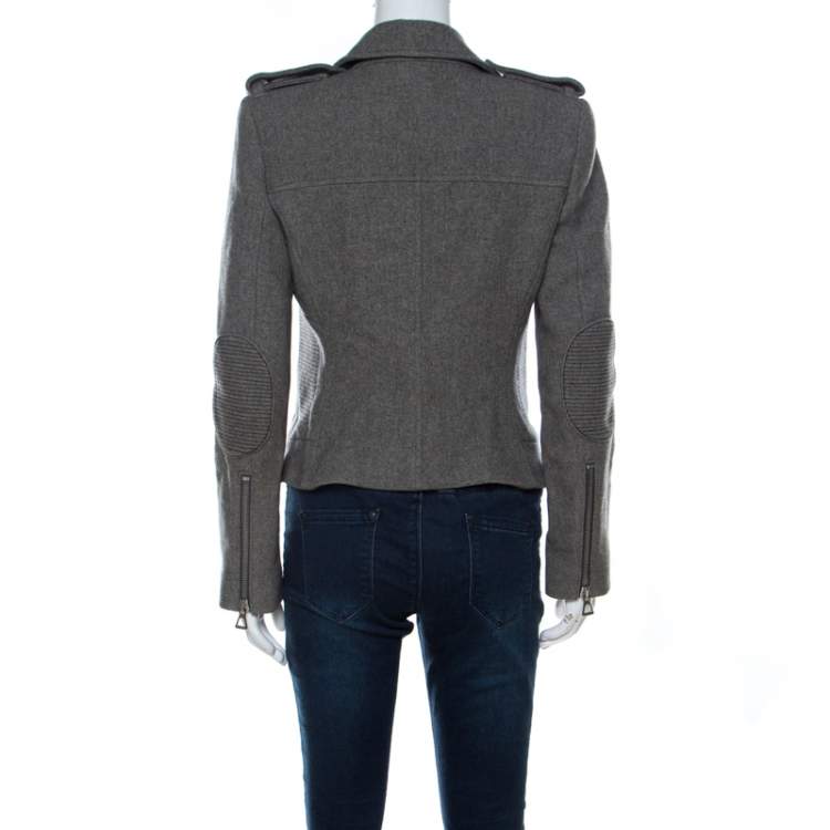 Pre Owned Isabel Marant Grey Wool Giovan Biker Jacket S