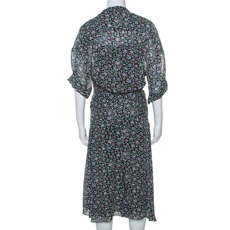 Pre Owned Isabel Marant Multicolor Printed Chiffon High Neck Dress M