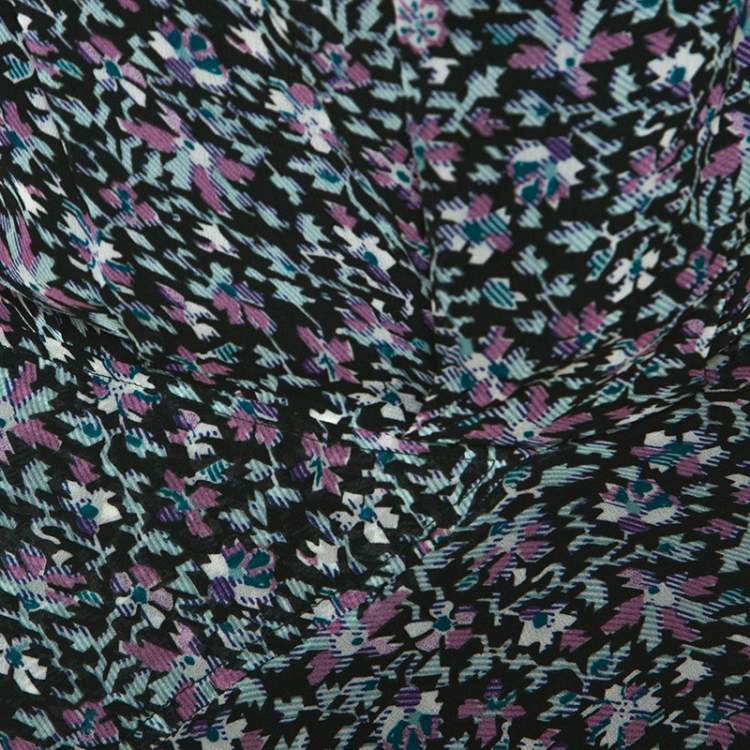 Pre Owned Isabel Marant Multicolor Printed Chiffon High Neck Dress M