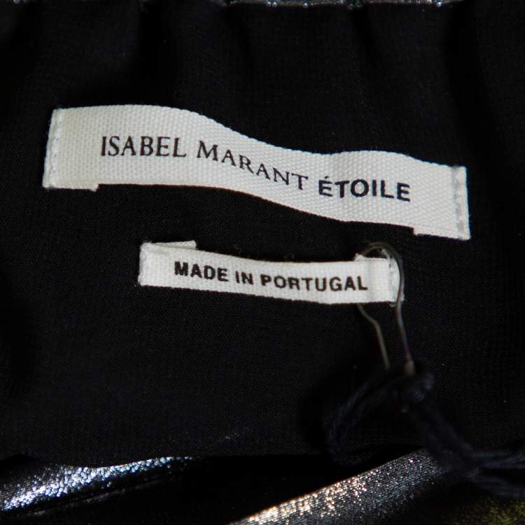 Pre Owned Isabel Marant Metallic Grey Lame' Pleated Knee Length Skirt M