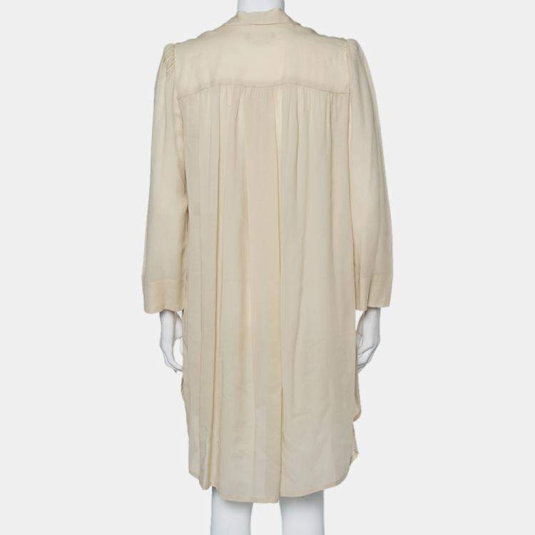 Pre Owned Isabel Marant Ecru Voile Button Front Rivera Shift Dress M