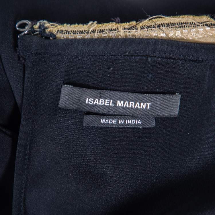 Pre Owned Isabel Marant Black Silk Embroidered Roma Top L