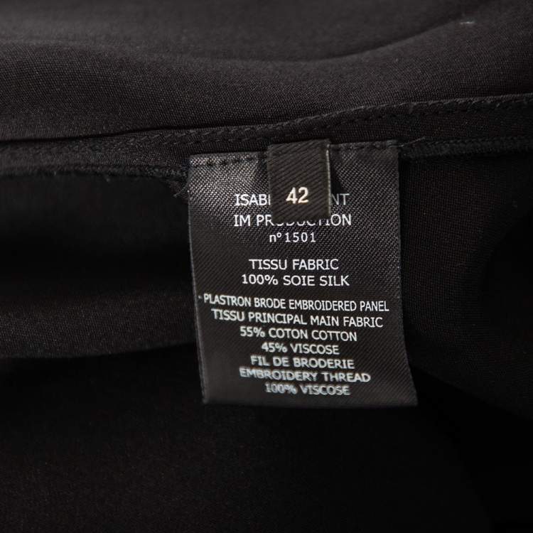 Pre Owned Isabel Marant Black Silk Embroidered Roma Top L