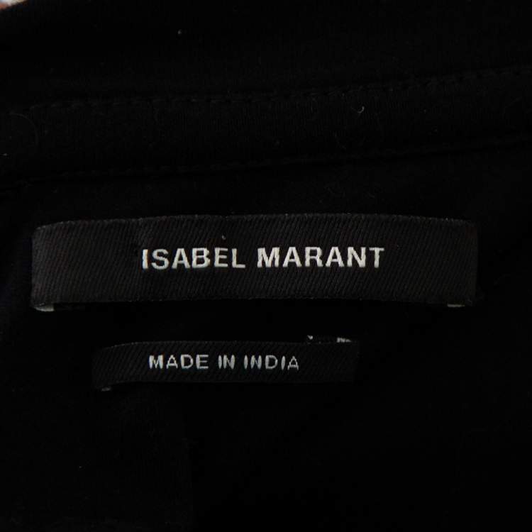 Pre Owned Isabel Marant Black Cotton Embellished Round Neck Top L 