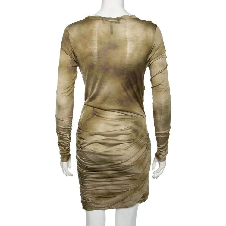 Pre Owned Isabel Marant Green Tiedye Silk Long Sleeve Courtney Short Dress M