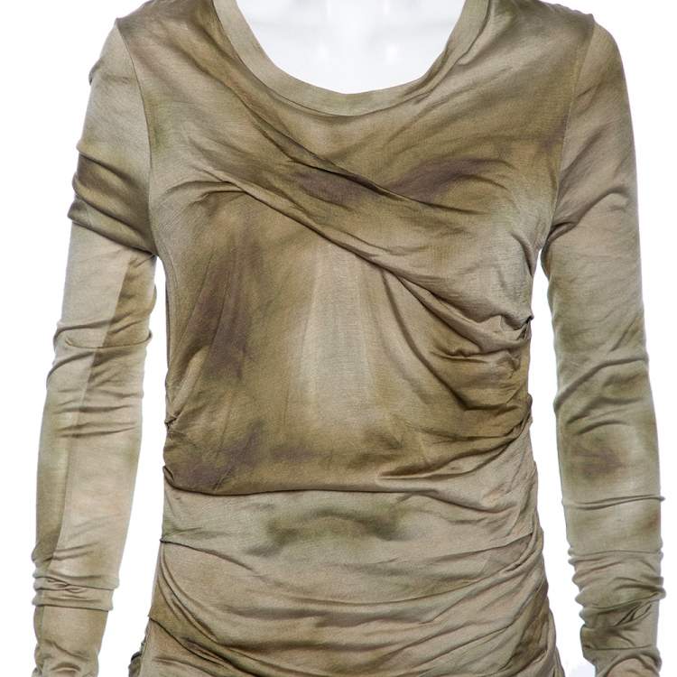Pre Owned Isabel Marant Green Tiedye Silk Long Sleeve Courtney Short Dress M