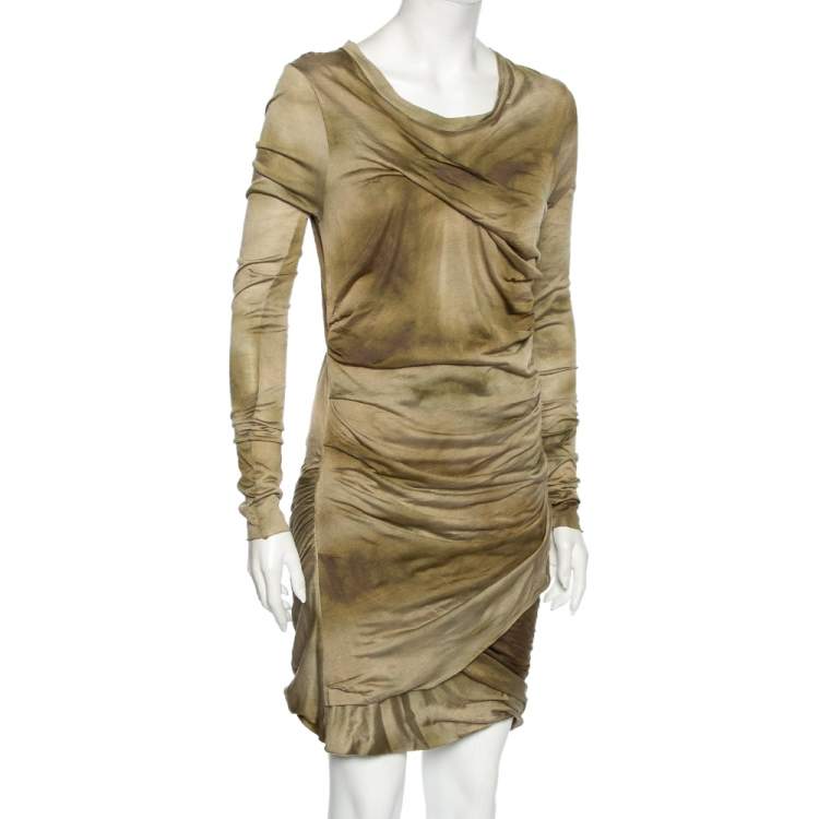 Pre Owned Isabel Marant Green Tiedye Silk Long Sleeve Courtney Short Dress M