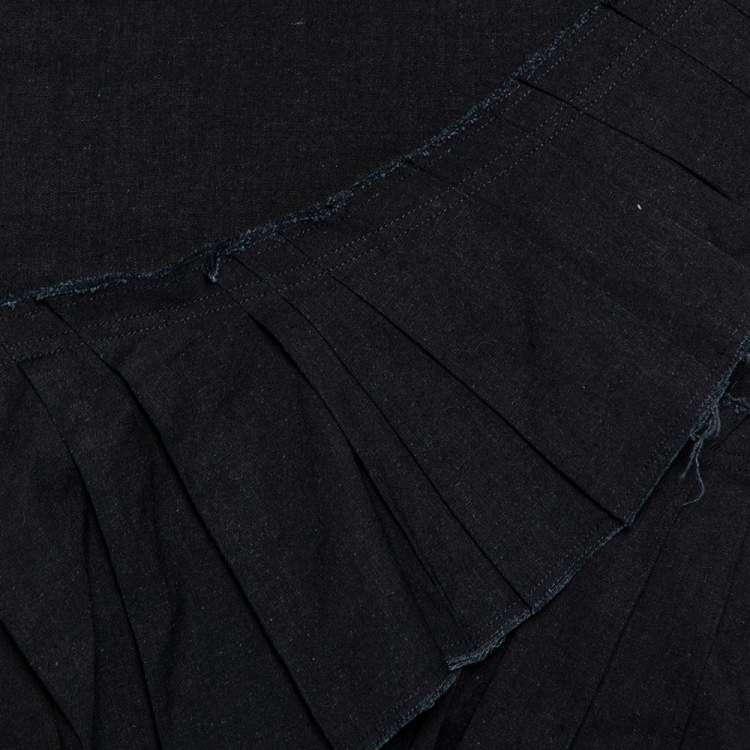 Pre Owned Isabel Marant Black Linen Pleated Overlay Detailed Dress S 