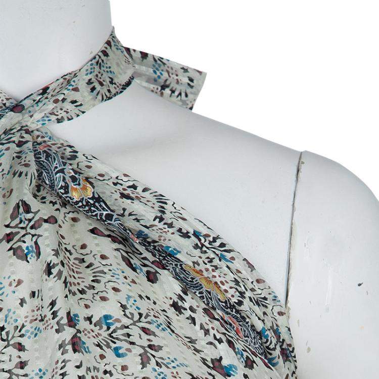 Pre Owned Isabel Marant Floral Print Silk Tie-up Halter Top S