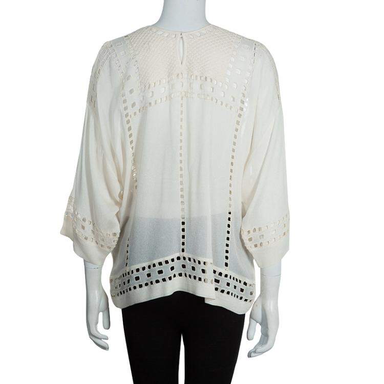 Pre Owned Isabel Marant Etoile White Embriodered Top S