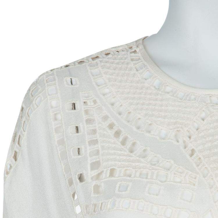 Pre Owned Isabel Marant Etoile White Embriodered Top S