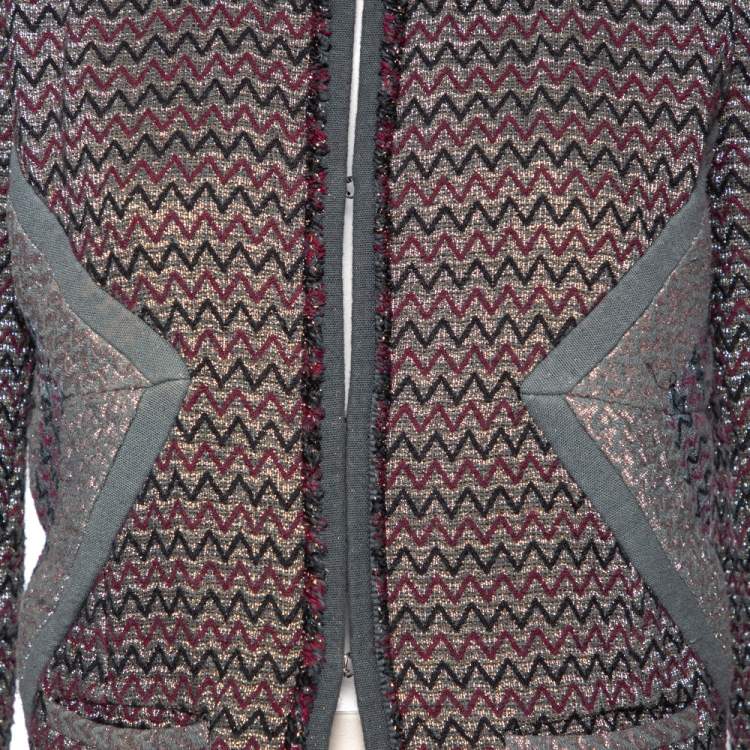 Pre Owned Isabel Marant Multicolored Patterned Lurex Knit Jacket S