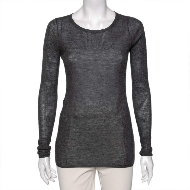 Pre Owned Isabel Marant Grey Cashmere Long Sleeve Sweater L