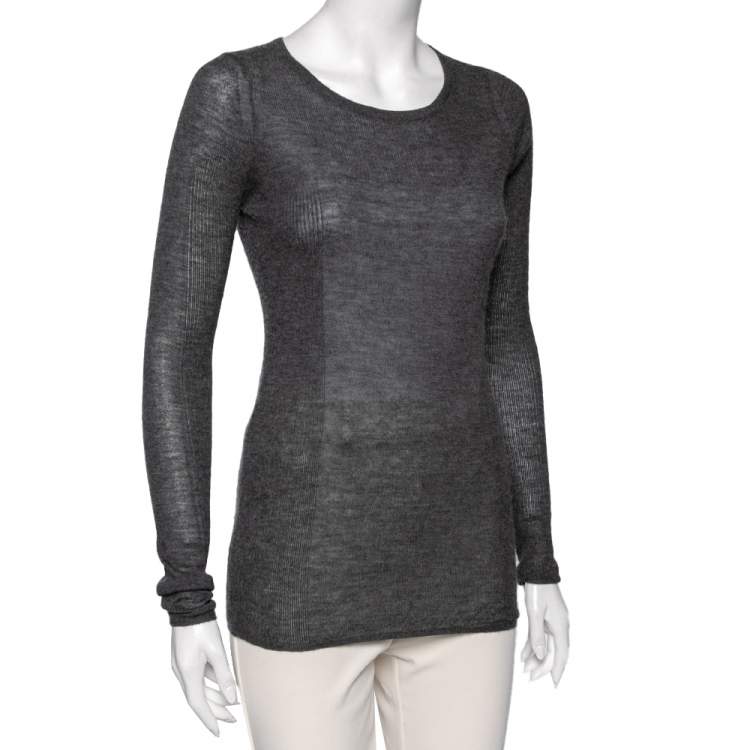 Pre Owned Isabel Marant Grey Cashmere Long Sleeve Sweater L