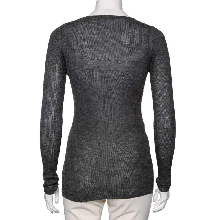 Pre Owned Isabel Marant Grey Cashmere Long Sleeve Sweater L