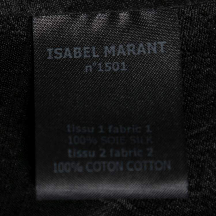 Pre Owned Isabel Marant Black Floral Embroidered Cotton & Silk Pleated Detail Top M