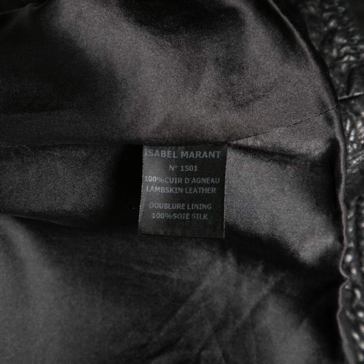 Pre Owned Isabel Marant Black Textured Leather Zip Front Jacket XS