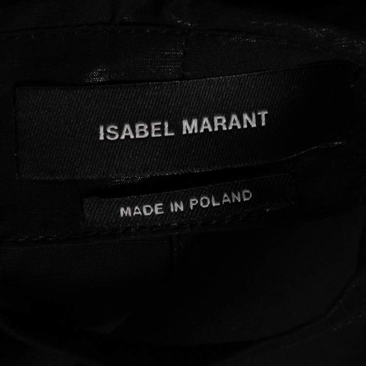 Pre Owned Isabel Marant Black Cotton & Linen One-Shoulder Flounced Dress S 