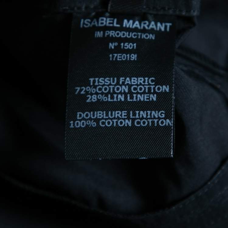 Pre Owned Isabel Marant Black Cotton & Linen One-Shoulder Flounced Dress S 
