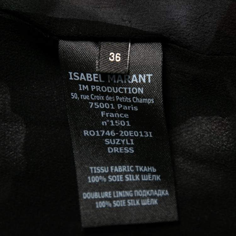 مملوكة مسبقًا Isabel Marant Black Floral Printed Silk Belted Sleeveless Dress S
