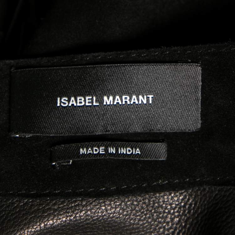 Pre Owned Isabel Marant Black Embroidered Suede Fringed Open-Front Vest L
