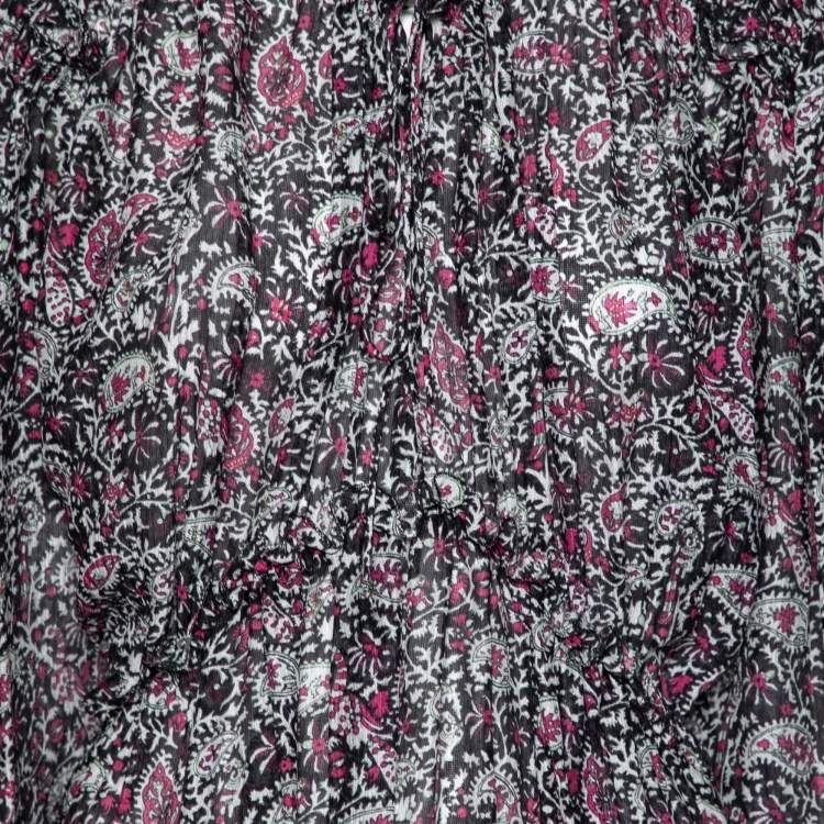 Pre Owned Isabel Marant Multicolor Paisley Print Silk Ruffle Trim Norja Dress S