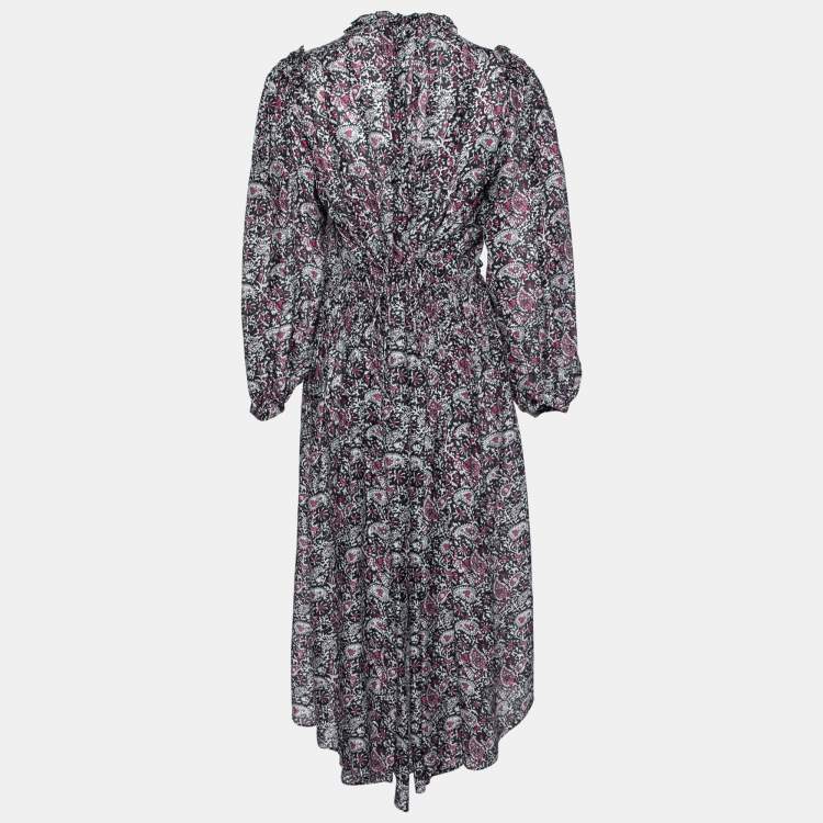 Pre Owned Isabel Marant Multicolor Paisley Print Silk Ruffle Trim Norja Dress S