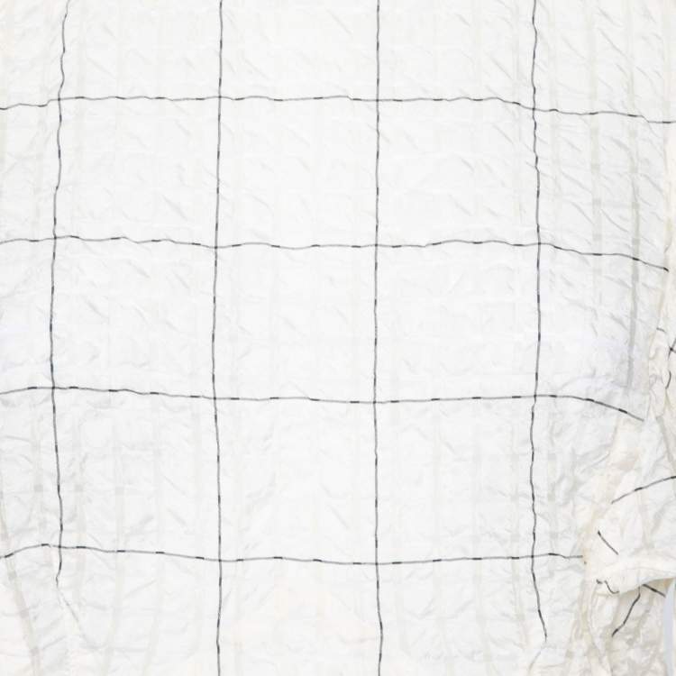 Pre Owned Isabel Marant Cream Cupro Ruffled Checked Seersucker Blouse M