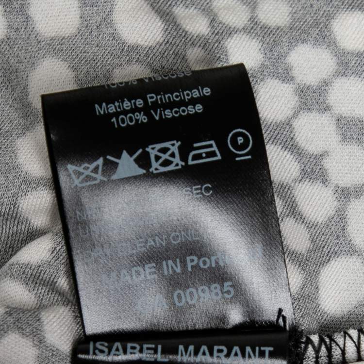 Pre Owned Isabel Marant Monochrome Polka Dotted Jersey Belted Dress M