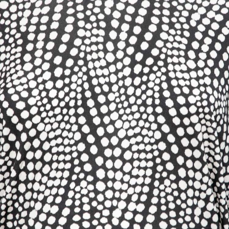 Pre Owned Isabel Marant Monochrome Polka Dotted Jersey Belted Dress M
