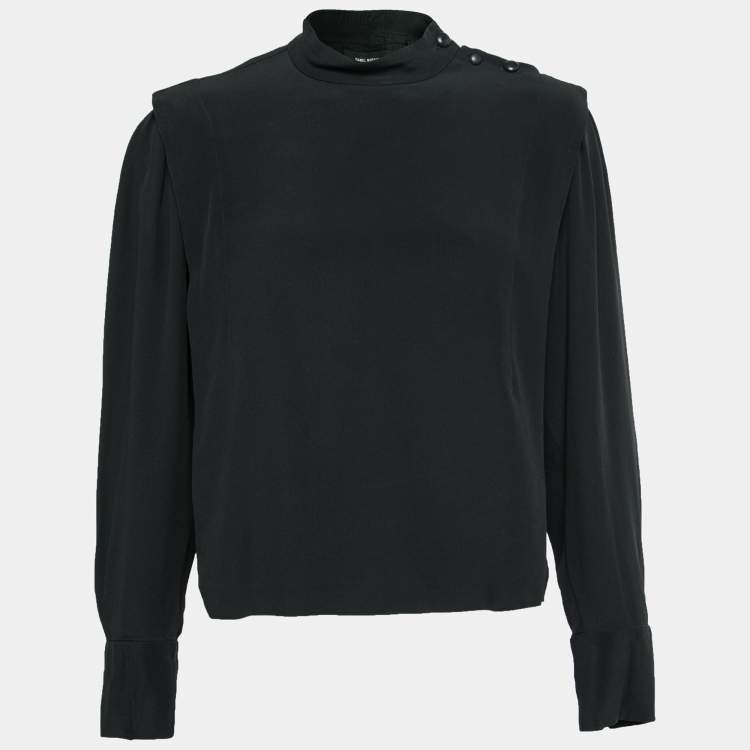 Pre Owned Isabel Marant Black Crepe  Long Sleeve Blouse M