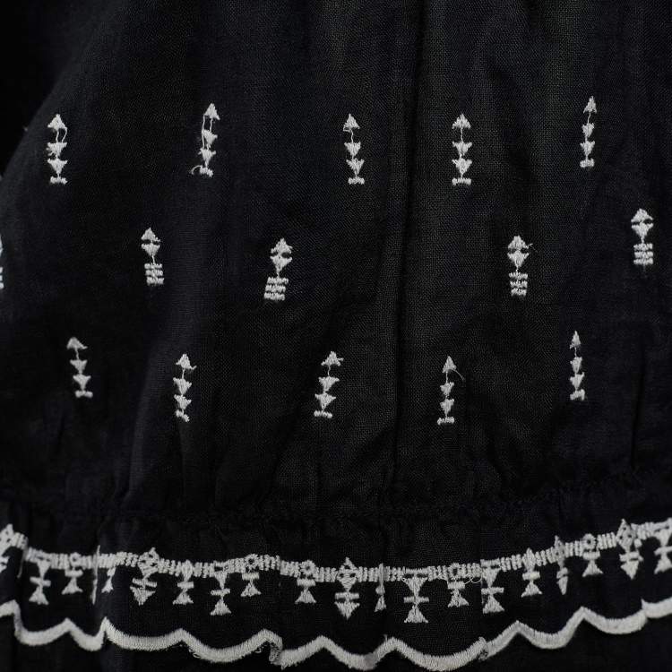 Pre Owned Isabel Marant Black Embroidered Linen Flared Blouse L